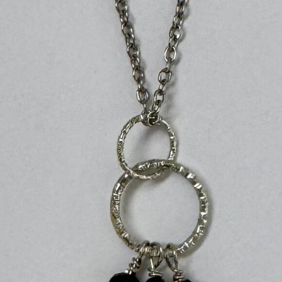 Necklace handmade 3 tier dangle silvertone clear crystal glass metal beads OOAK - Picture 3 of 7